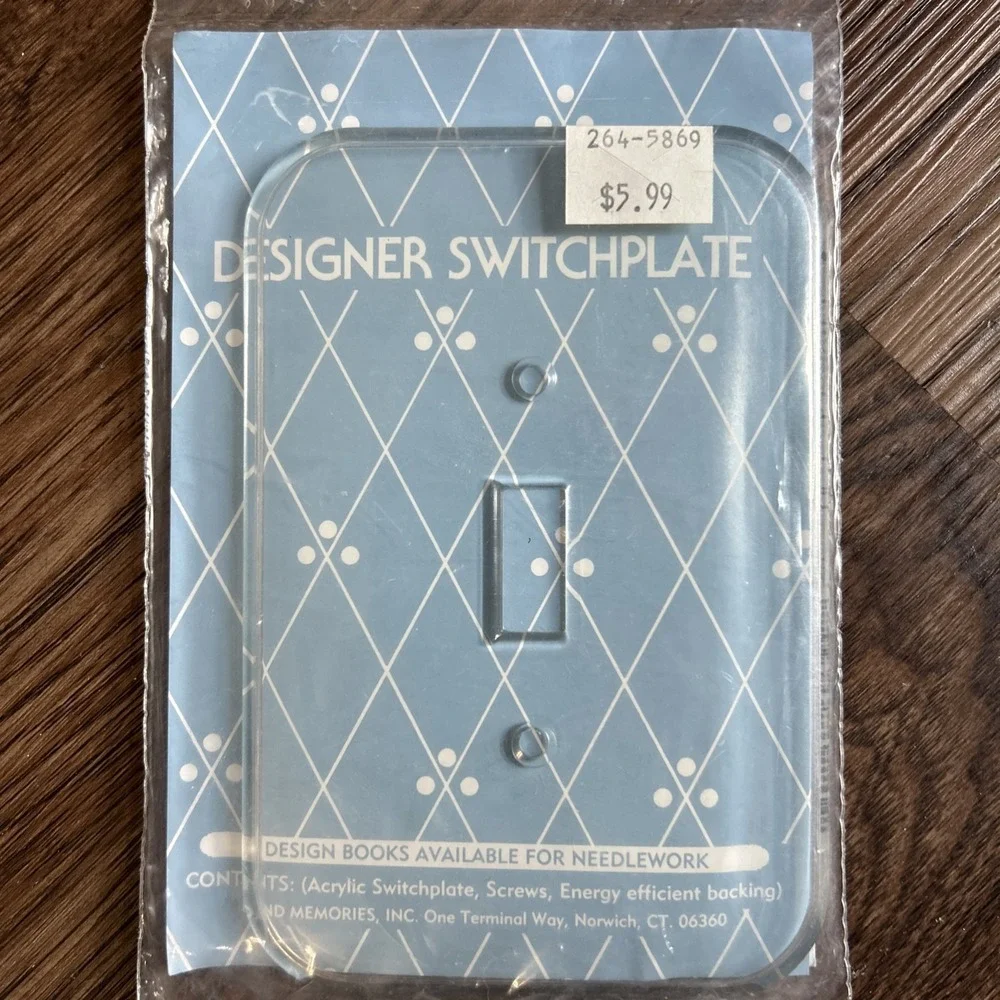 Vintage Fond Memories Designer Acrylic Switchplate Clear NEW Sealed